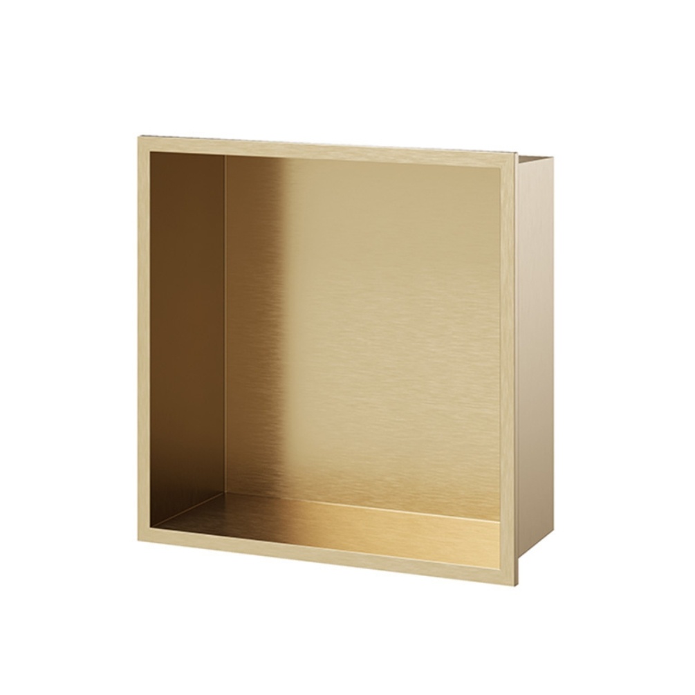 Product cut out image of the Abacus Elements Brushed Brass 320mm Shower Niche EMSU-SS82-3232